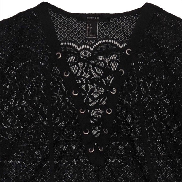 Forever 21 Tops - Lace Up Long Sleeve Top